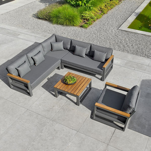 Outdoor Seating Sectional Outdoor Furniture Lounge Sofa 6 Seater Corner Lounge Set with Armchair Waterproof Garden Sofa Set