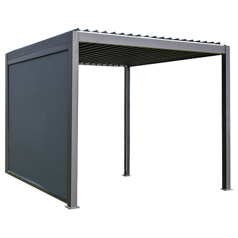 Modern Metal Outdoor Sunshade Garden Aluminium Gazebos with Privacy Screen and Adjustable Roof Hardtop Patio Pergola