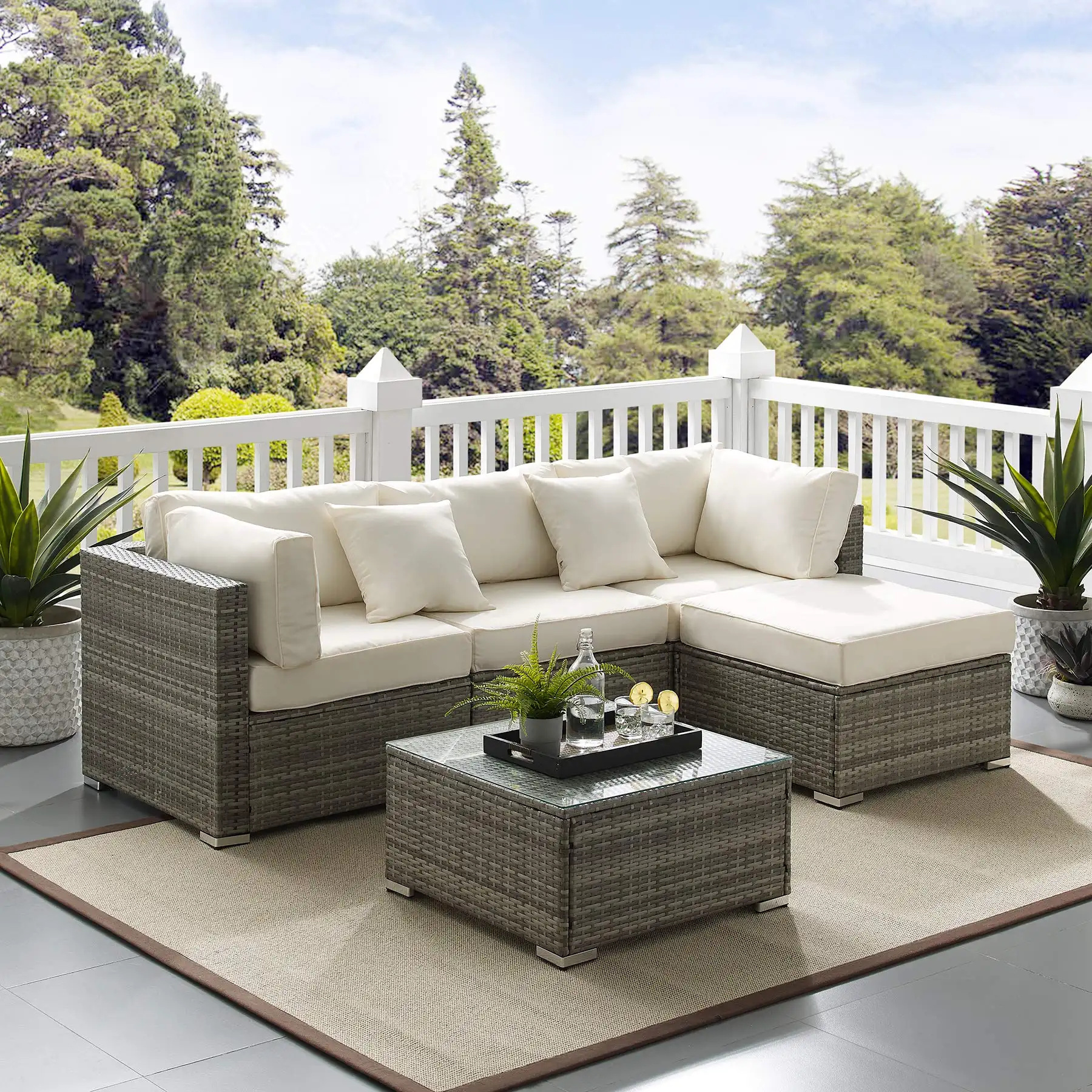 Outdoor Furniture Sets Garden Lounge Rattan L shape Sofas Set Patio Wicker Conversation sets New Design Luxury Sectional Sofa