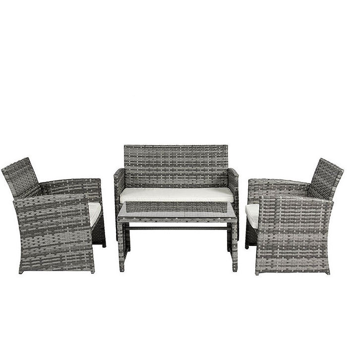 Waterproof Modern Design Patio Rattan Sofa Metal Garden Dining Table And Chairs Set Outdoor Wicker Furniture Conversation sets