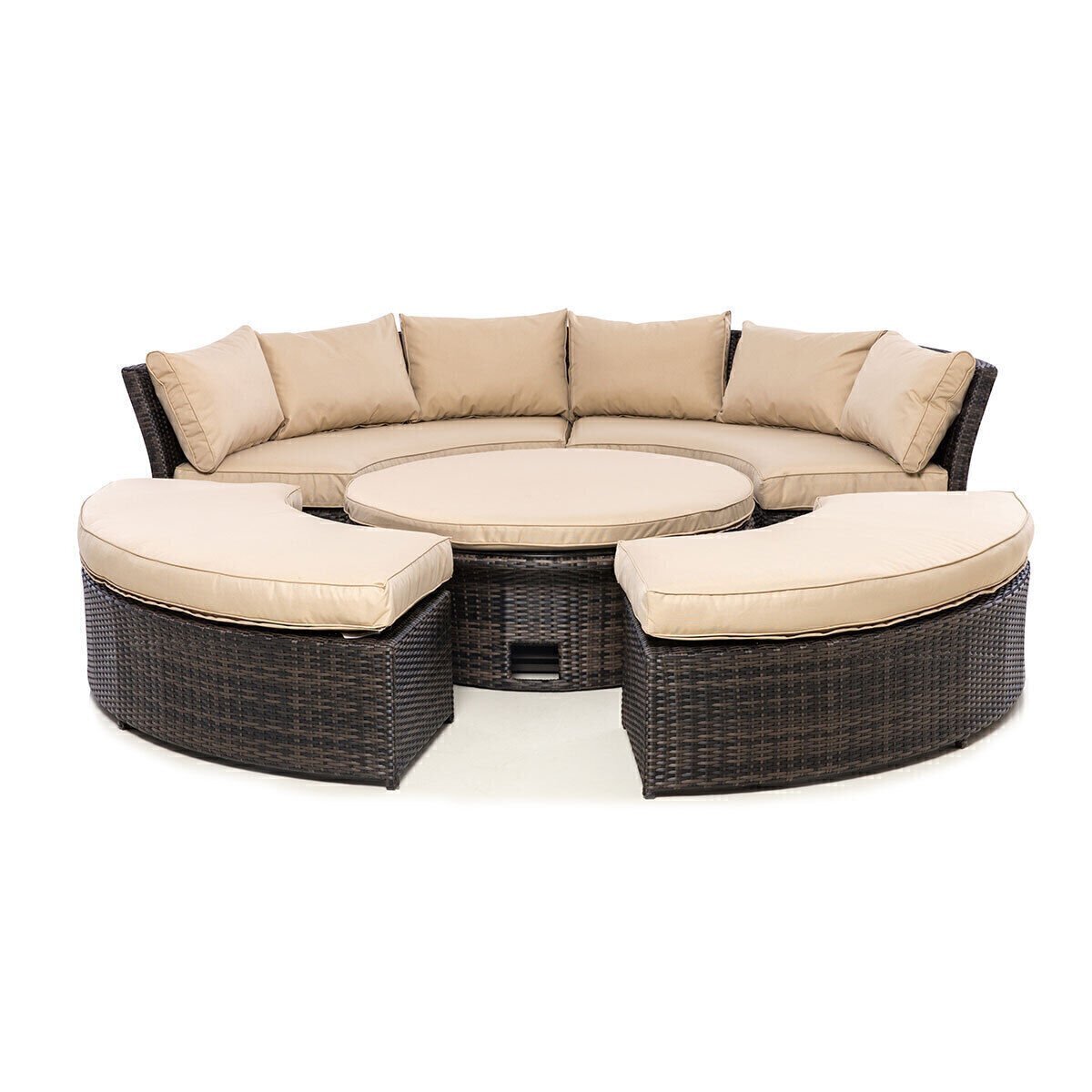 Wicker Outdoor Furniture Set Patio Chaise Lounge Set Pool Rattan Sun Lounger Garden Daybeds with Rising Table