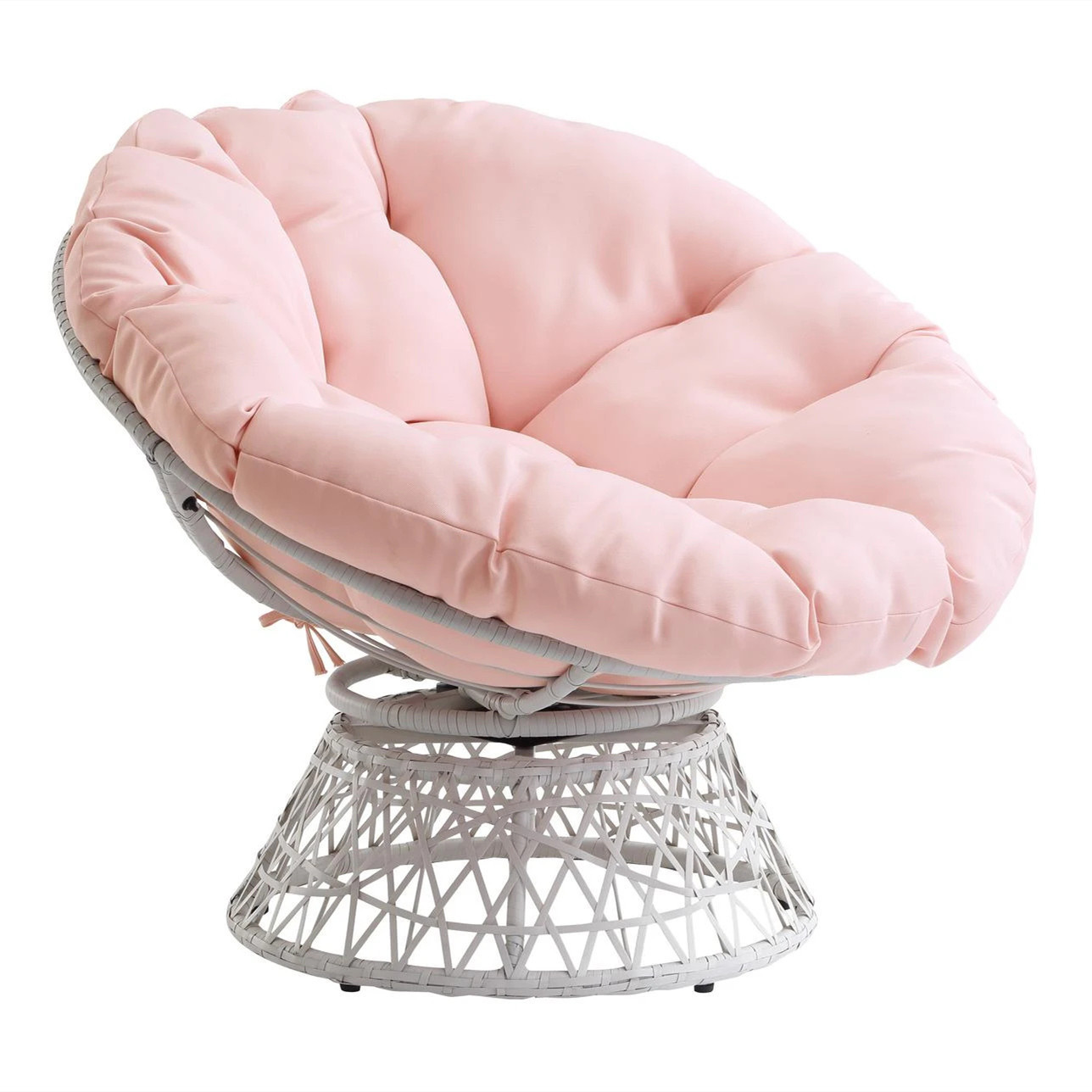 Indoor and Outdoor Use Wicker Papasan Chair with 360-degree Swivel Patio Swing Garden Hanging Rattan Egg Chair