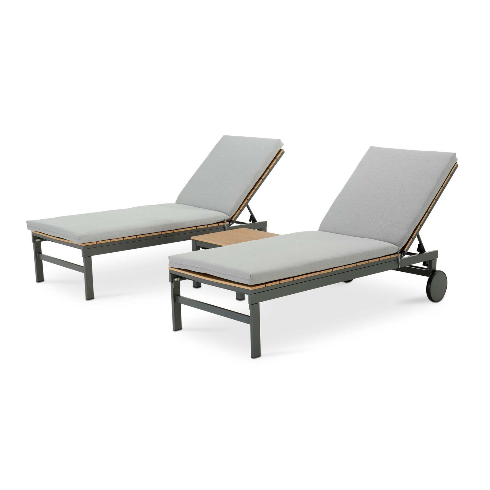 Waterproof Patio furniture Backyard Grey Double Day Bed Folding Luxury Chaise Lounge Set Outdoor Sun Lounger Pool Chairs Sofa