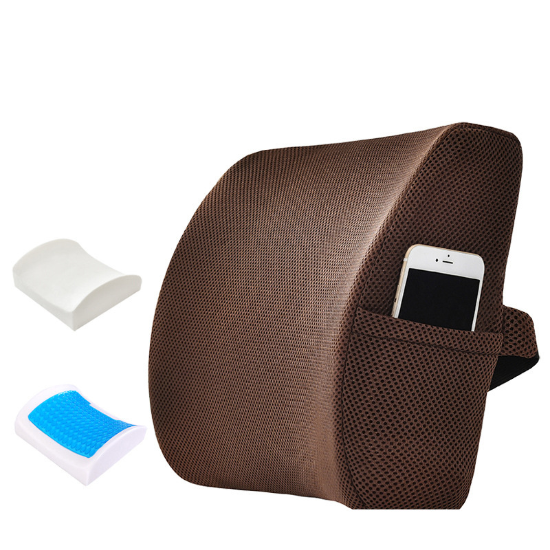 2024 High Quality Backrest Posture Corrector Office Chair Car Drivers Memory Foam Lumbar Spine Waist Support Cushion Pillow