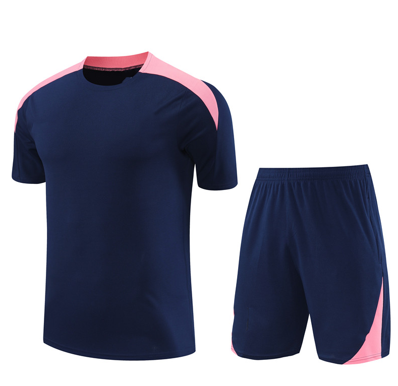 Dark blue short sleeve training soccer jersey