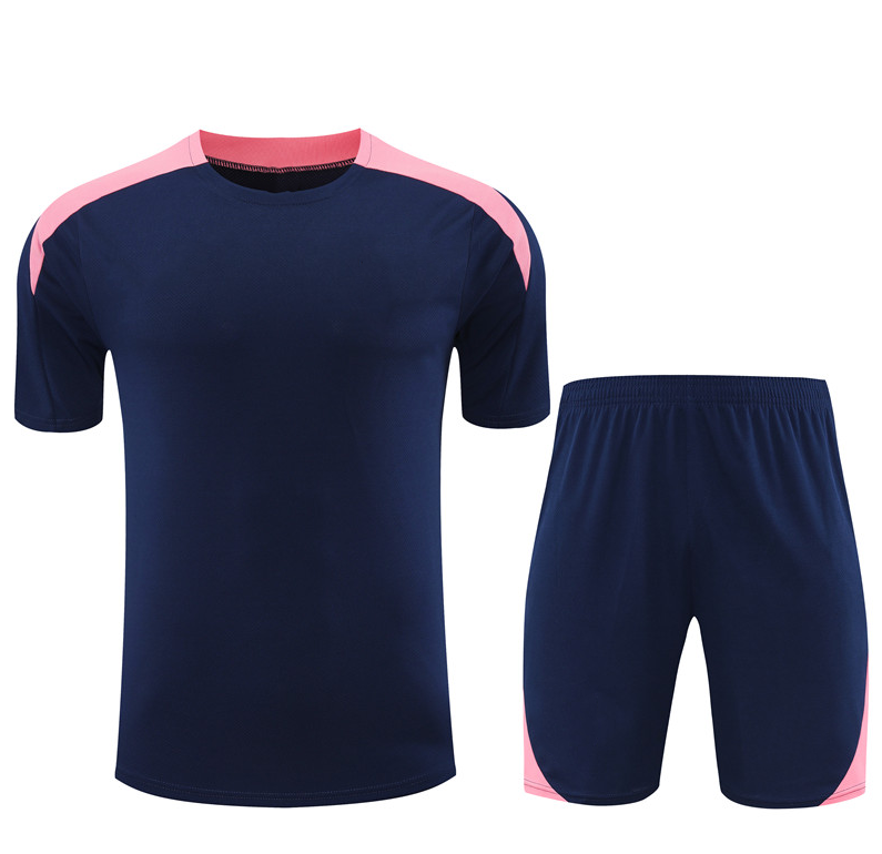 Dark blue short sleeve training soccer jersey