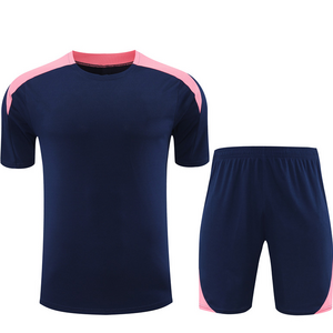 Dark blue short sleeve training soccer jersey