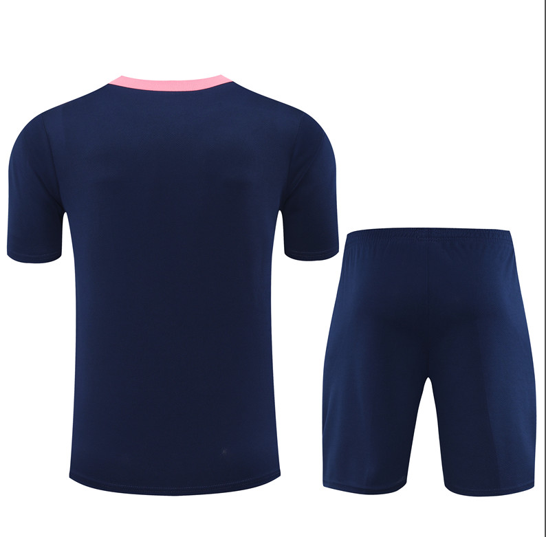 Dark blue short sleeve training soccer jersey