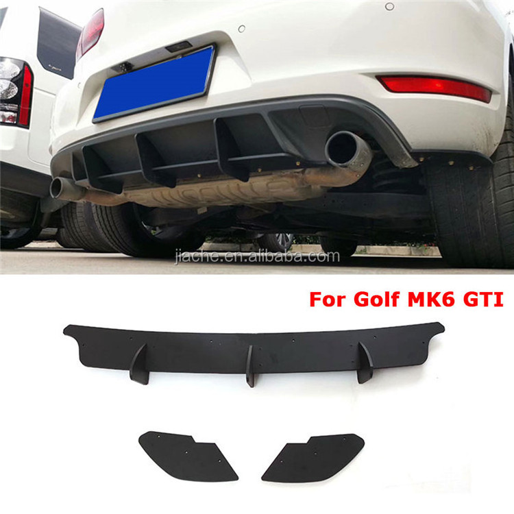 High Quality ABS Rear Lip diffuser Trim For Volkswagen VW Golf 6 VII MK6 GTI R20 Fins Shark Style Back Bumper Guard Car Styling