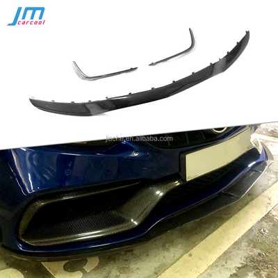 C Class Carbon Fiber Front Bumper Mid Lip Spoiler Shovel for Mercedes Benz W205 C205 C63 AMG 2015-2020 Car Styling