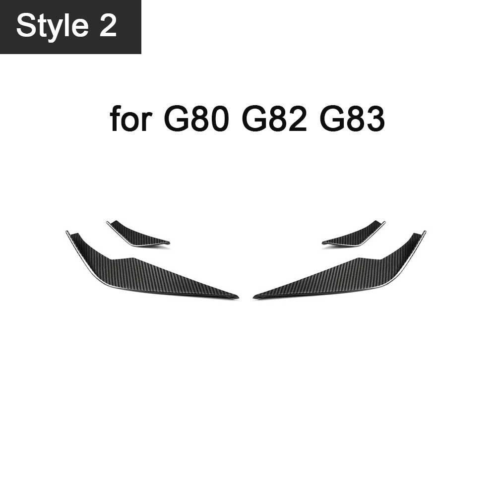 Dry Carbon Front Bumper Lip Splitter 4PCS for BMW 3 4 Series G80 G82 G83 M3 M4 2021 + Car Spoiler Canards Fins Trims Splitter