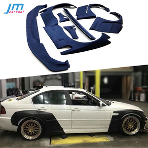 For BMW E46 Sedan 4 Door Car Wide Body Kit FRP Fiber body kit Cover Front Lip Rear Fender Trunk Spoiler Rocket Bunny Parts