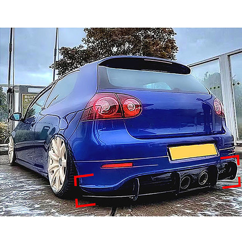 ABS Gloss Black Rear Bumper fins Decorative Anards Splitters moulding trim for Volkswagen Golf 5 MK5 R32 2006-2009