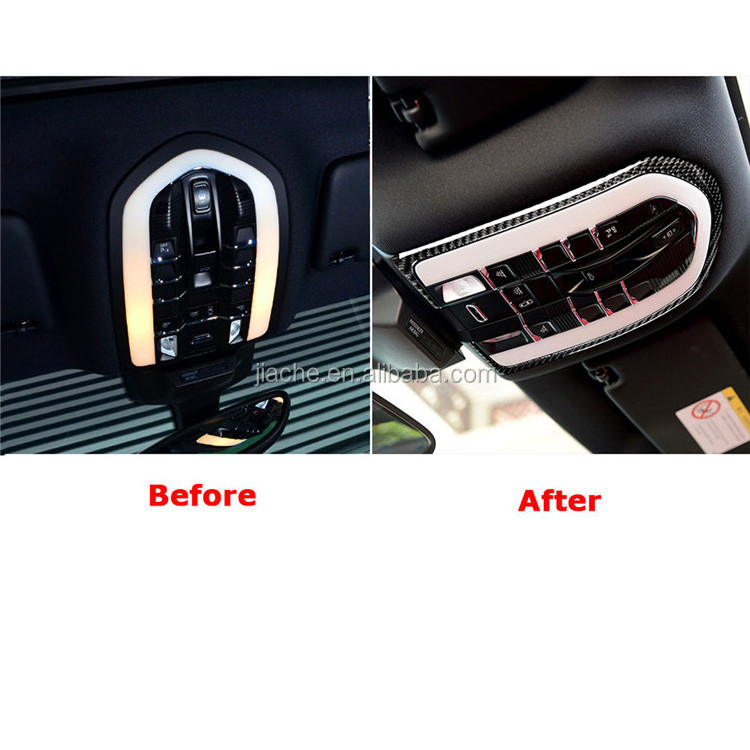 Carbon Fiber Interior Roof Reading Light Lamp Frame Cover Sticker for Porsche Macan 2015-2018 Car Accessories