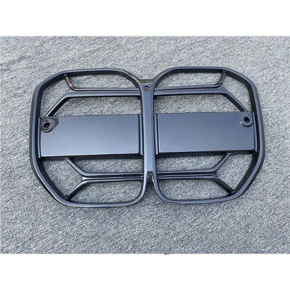 Dry Carbon Fiber Front Bumper Grill Mesh Grille Frame Covers for BMW G22 G23 Coupe 2021 + FRP Front Grill Auto Car Styling