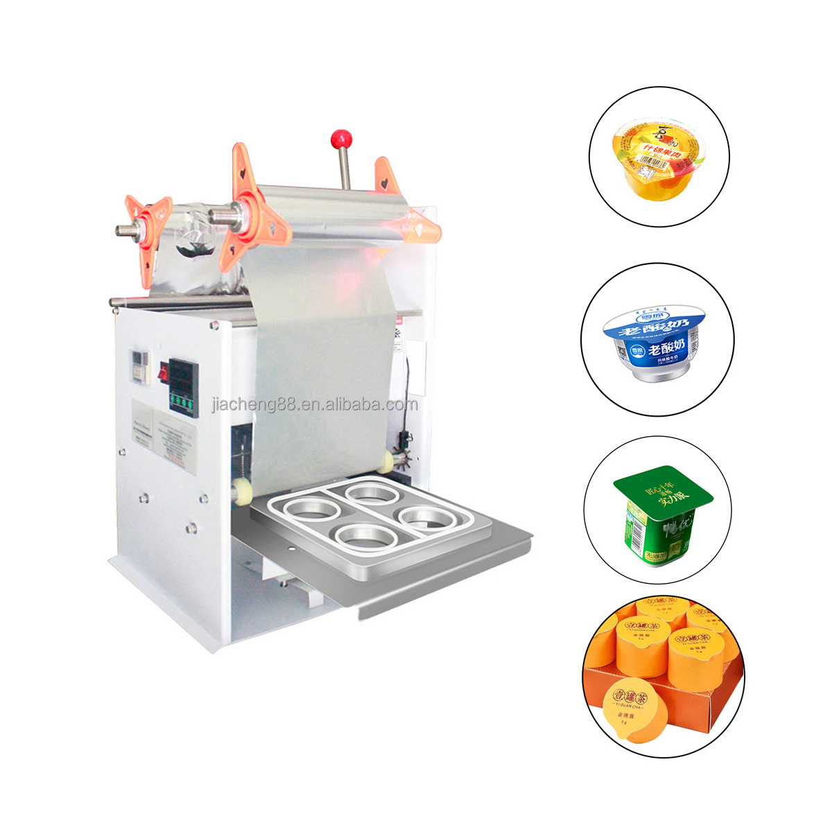 Manual Boba Tea Cup Sealing Machine 4 cup sealing machine for jelly milk water cup tray sealer