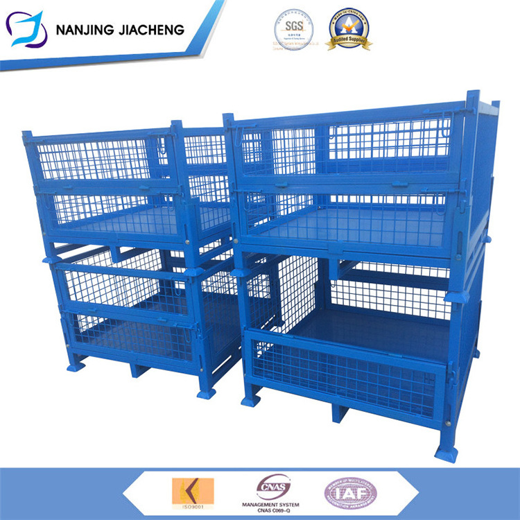 Heavy Duty Collapsible Mesh Box Metal Steel Crates Industrial Steel Pallet Box