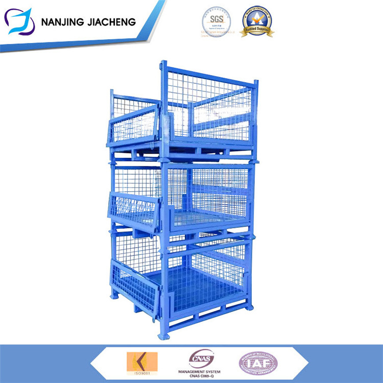 Heavy Duty Collapsible Mesh Box Metal Steel Crates Industrial Steel Pallet Box