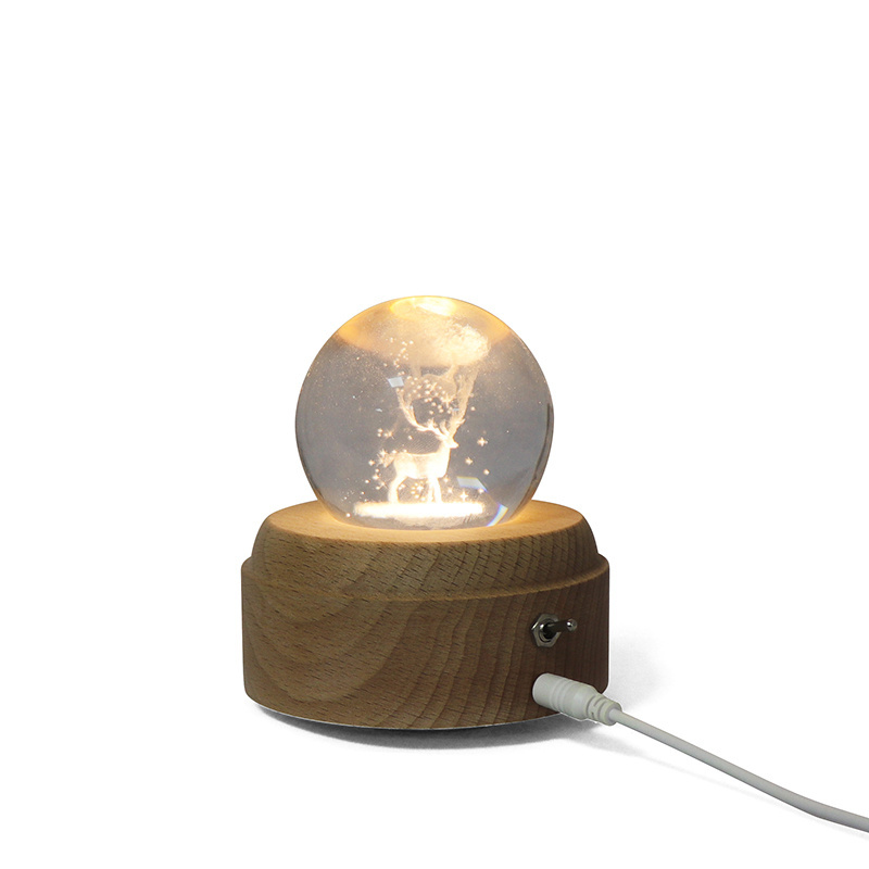 Luxury Crystal Ball Led Table Lamp 3D Glass Night Light With Music Box