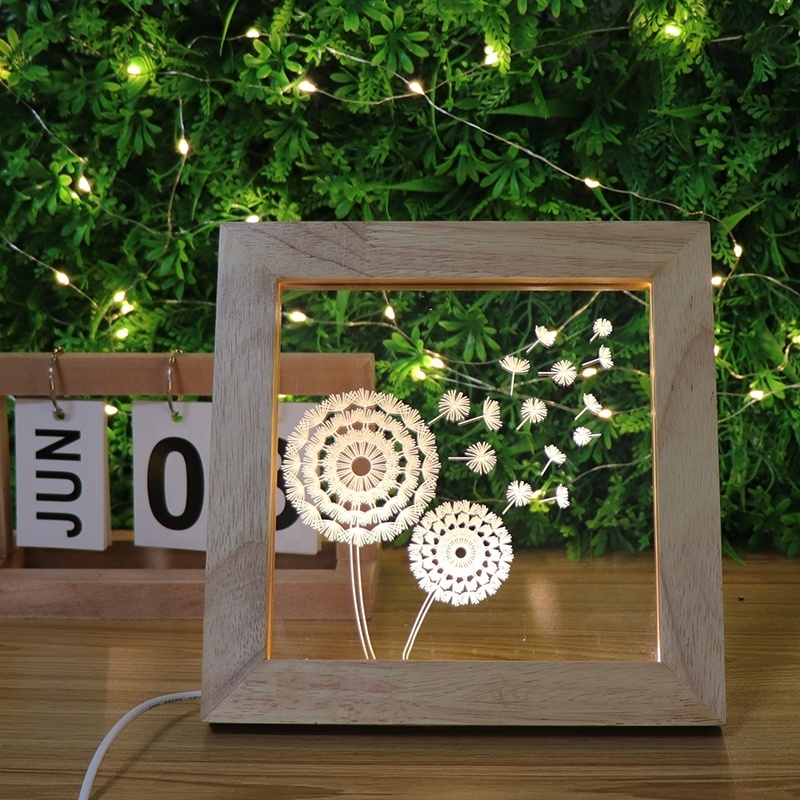 Customized Gift 3D Photo Frame Night Light 5V USB Wooden Led Frame Acrylic Mood Lamp For Baby Room