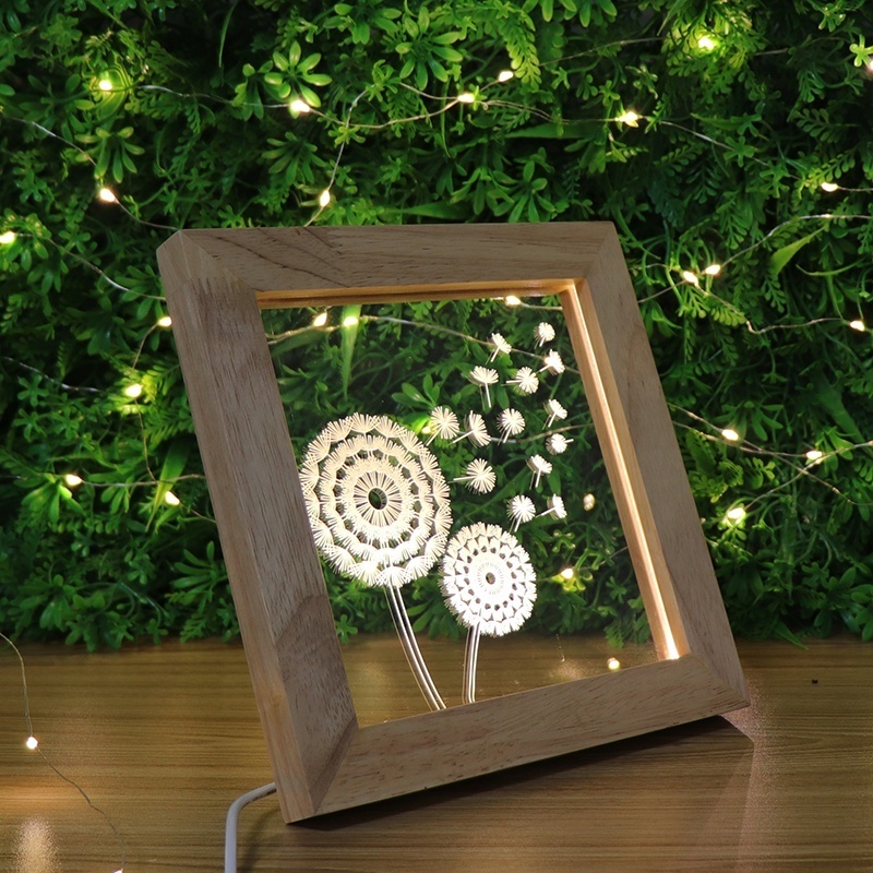 Customized Gift 3D Photo Frame Night Light 5V USB Wooden Led Frame Acrylic Mood Lamp For Baby Room