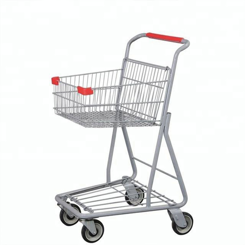 Supermarket Shopping Trolley Convenience Store Double-decker Cart With Wheels