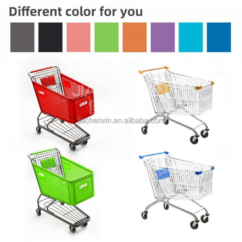 Hot Sell High Quality Trolley Grocery Shopping Cart Supermarket Carts Steel Grocery Cart 4 Wheels Shopping Trolley