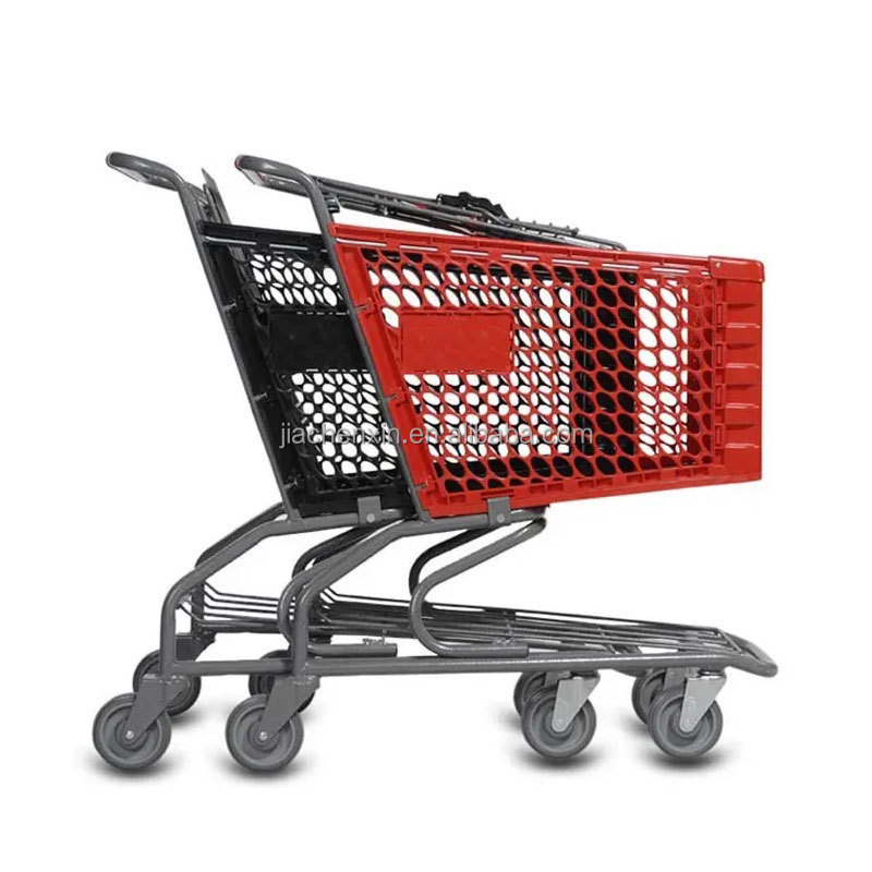 Hot Sell High Quality Trolley Grocery Shopping Cart Supermarket Carts Steel Grocery Cart 4 Wheels Shopping Trolley