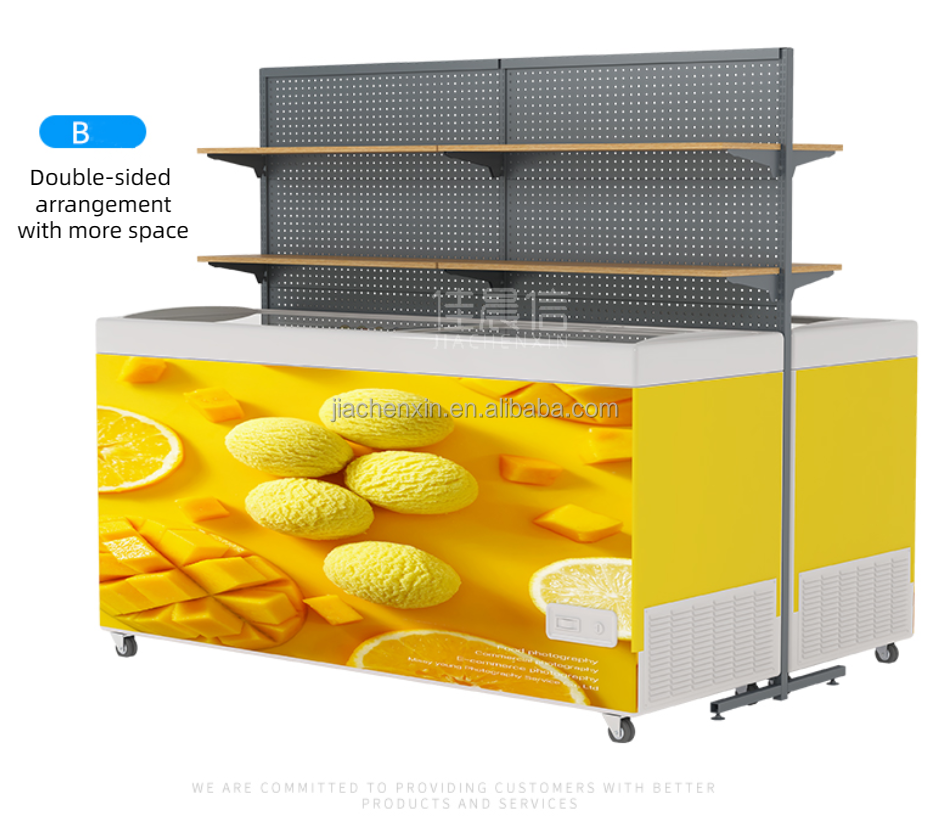 Commercial shelves above refrigerators Jiachenxin Supermarket convenience store multiple layer freezer shelves ice box racks