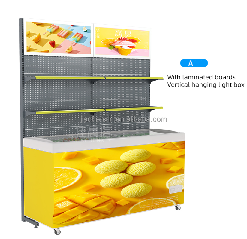 Commercial shelves above refrigerators Jiachenxin Supermarket convenience store multiple layer freezer shelves ice box racks