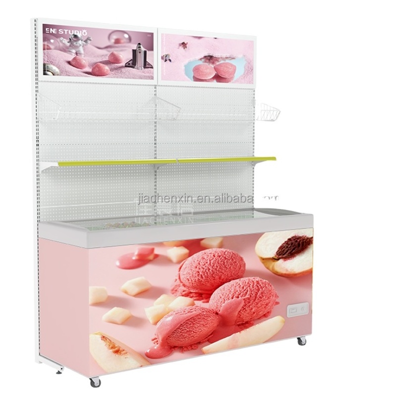 Commercial shelves above refrigerators Jiachenxin Supermarket convenience store multiple layer freezer shelves ice box racks