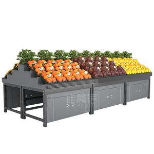 Supermarket Gary fruit and Vegetable Display Shelf Veg rack with Steps Fruit steel Tall Combination fireproof Display Stand