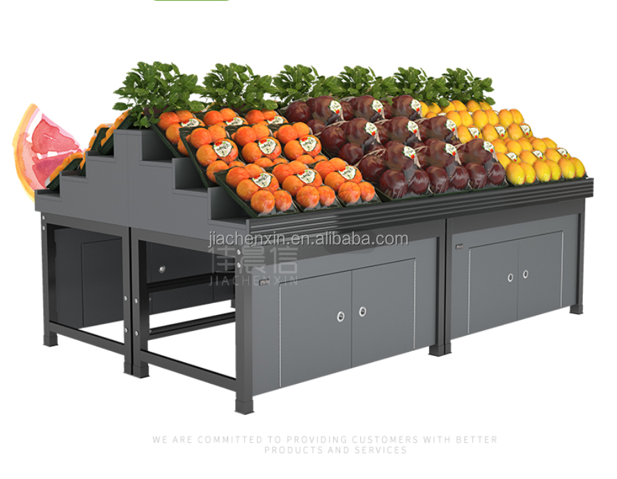 Supermarket Gary fruit and Vegetable Display Shelf Veg rack with Steps Fruit steel Tall Combination fireproof Display Stand