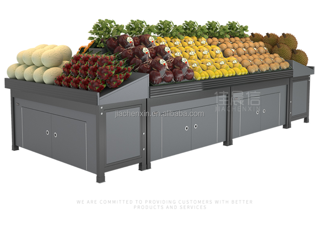 Supermarket Gary fruit and Vegetable Display Shelf Veg rack with Steps Fruit steel Tall Combination fireproof Display Stand