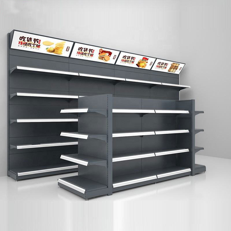 Easy Assembled Single And Double Sided Grocery Retail Store Shelves Cold-rolled Sreel Supermarket Shelf Display Racks