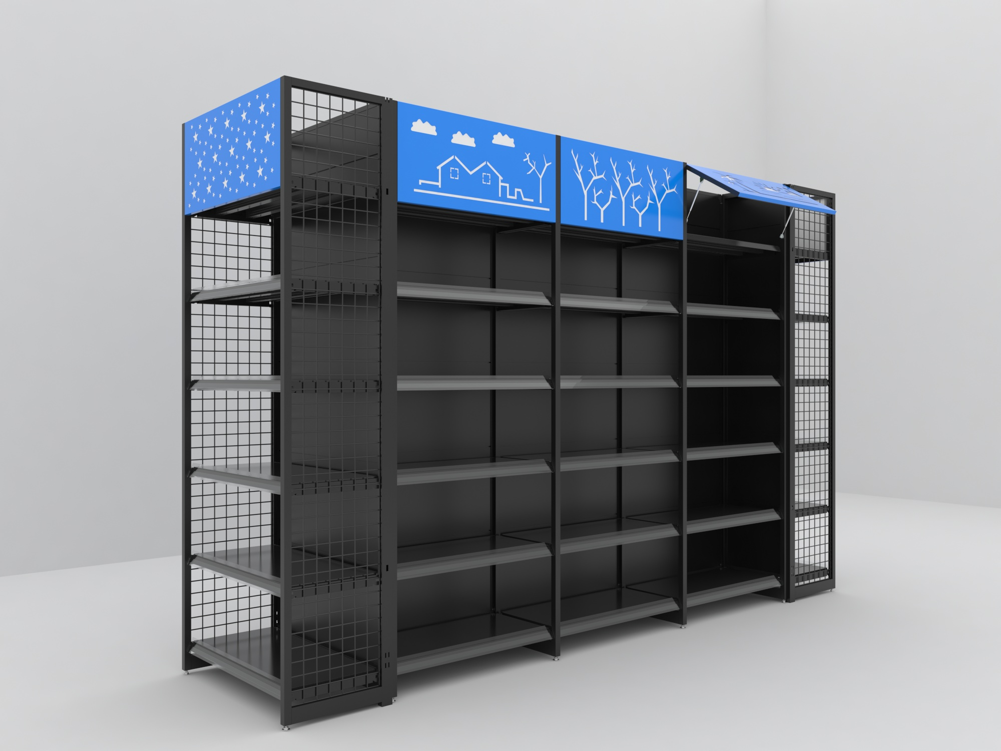 Supermarket retail display stand wall shelves gondola shelving  design for sale