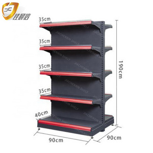 Grocery customized metal gondola shelving heavy duty double-side supermarket shopping display shelf and retail store rack