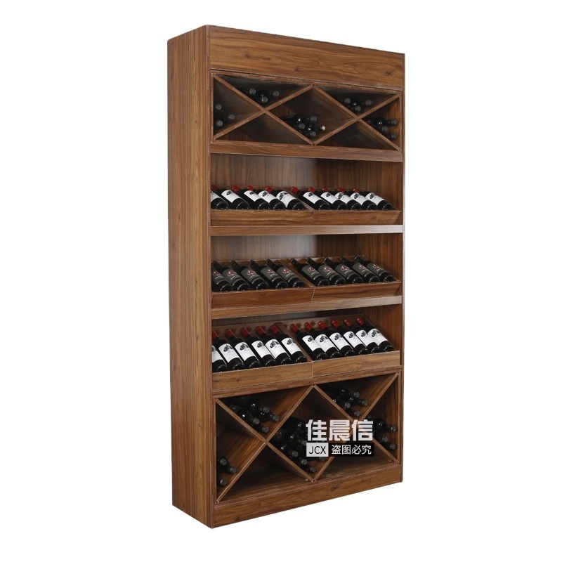 Reasonable price durable red wine rack wood for store supermarket use