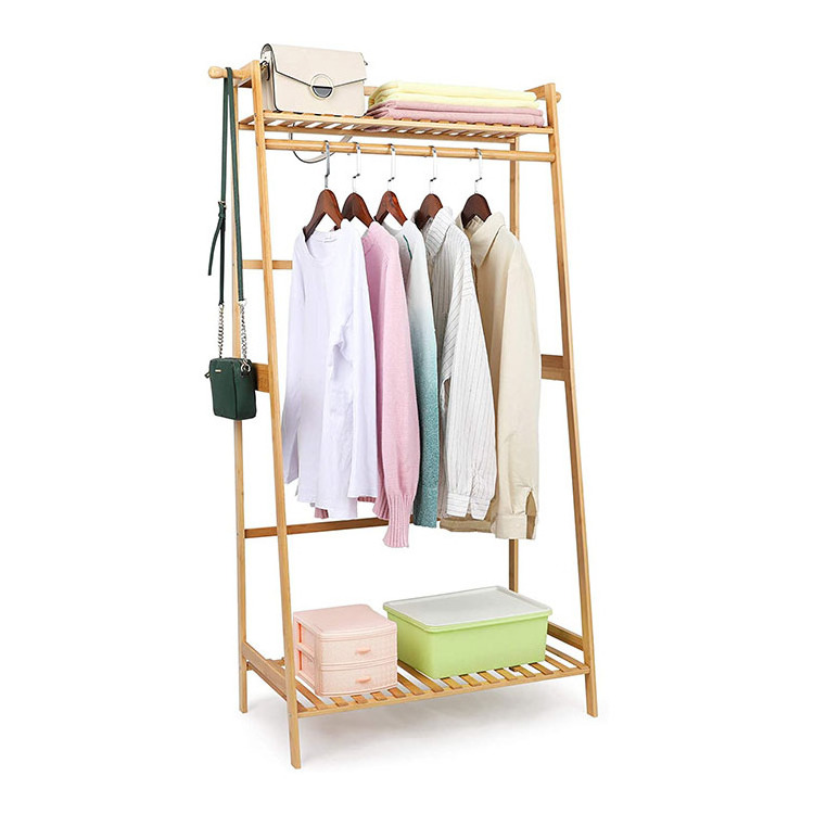 Eco Entry Hallway Wood Clothes Organizer Home Office Furniture Coat Rack Bamboo Frame Clothes Hanger Rack Stand