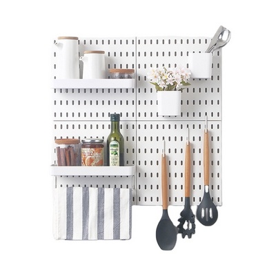 Kitchen Storage Shelves Metal Peg Board Display Shelf Assortment Hanging Pegboard Wall Organizer