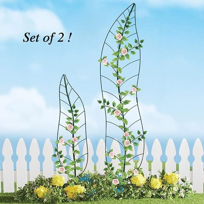 Metal Garden ornaments Plant fence Trellis for Climbing -Green Leaf Trellis Garden Decor