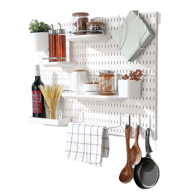 Kitchen Storage Shelves Metal Peg Board Display Shelf Assortment Hanging Pegboard Wall Organizer