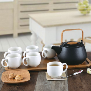 Japanese style elegant teaware black ceramic tea set with teapot