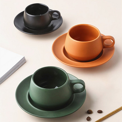 Italian espresso coffee cup with saucer Nordic matte colorful mini ceramic coffee tea cups and saucers