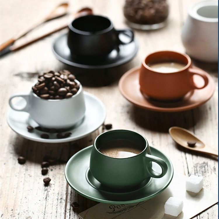 Italian espresso coffee cup with saucer Nordic matte colorful mini ceramic coffee tea cups and saucers