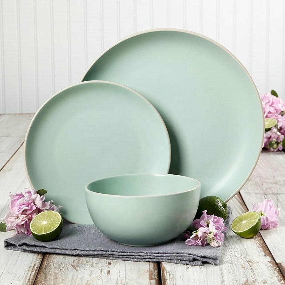 Crockery tableware wholesale home goods green dinnerware sets ceramic