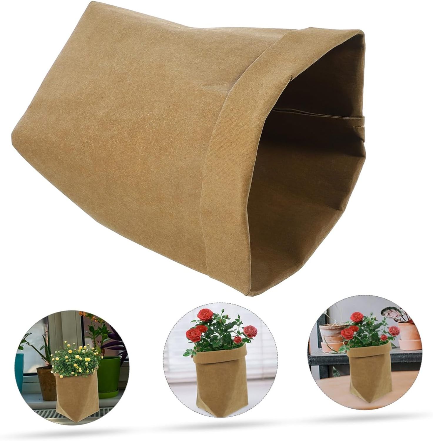 Designer Waste Paper Bin Trash Decorative Office Study Room Washable Paper Decorate Kraft  paper flower pot bag