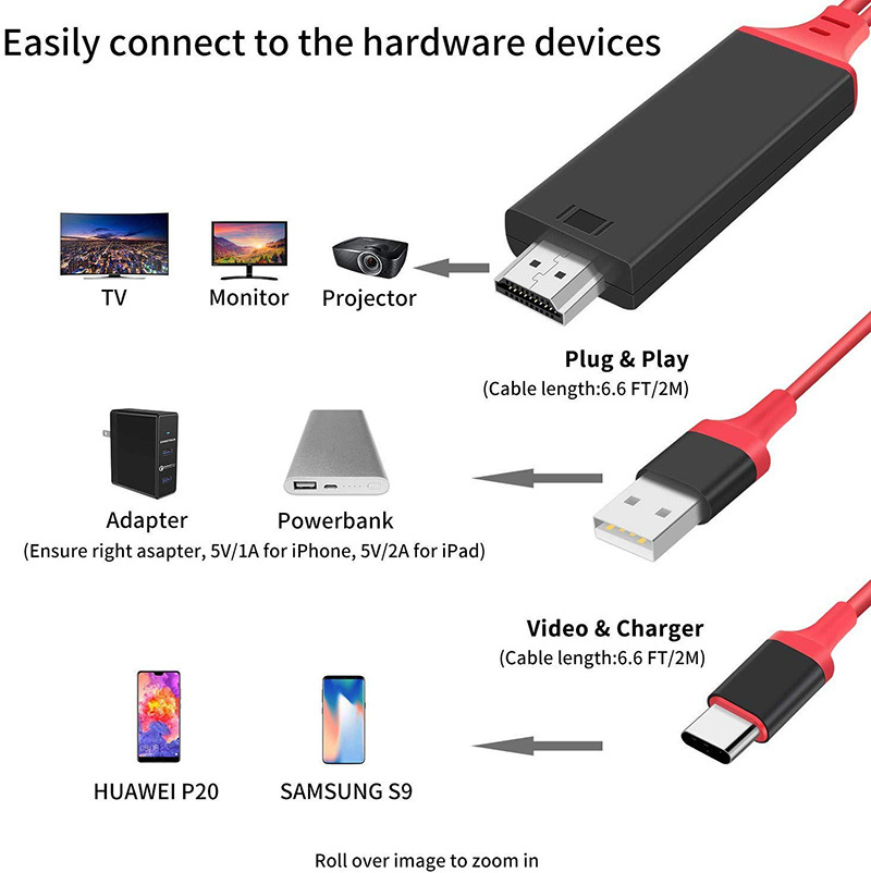 USB C To HD Cable 1080P HD TV Cable Adapter For Macbook Samsung Galaxy S10 S20 Huawei Xiaomi Type C To HDTV Cable