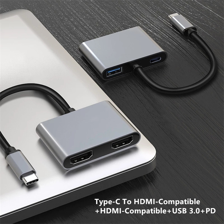 Dual-HDTV USB C Hub To 87W PD Charge USB 3.0 Dual Screen Display Adapter Dock Station For Macbook Air Pro Laptop Type C Splitter