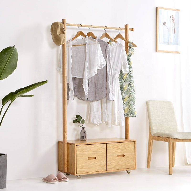 removable bamboo coat shelf rack with sliding roller